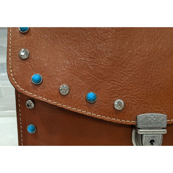 PATRICIA NASH Simona  Brown Smooth Leather Studded Crossbody Handbag WORN TWICE - Picture 14 of 16